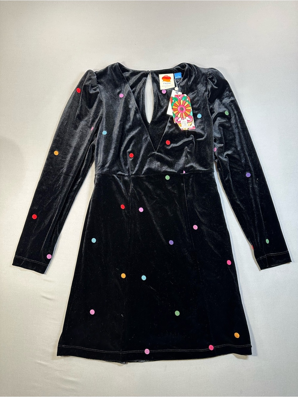 NWT Farm Rio Anthropologie Farm Rio Embroidered Velvet Mini Dress - Womens Small - Picture 2 of 16